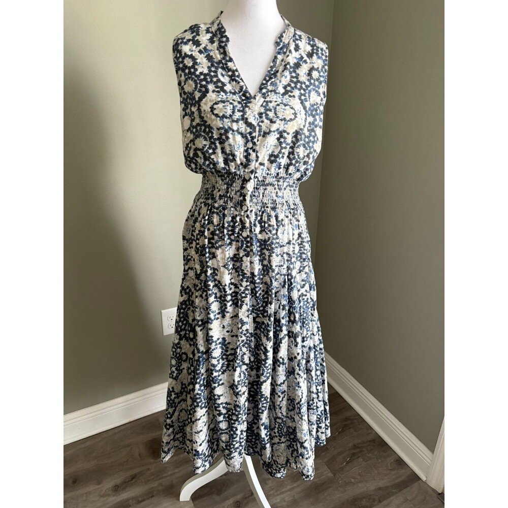 Chelsea & Theodore Paisley‎ Peasant Maxi Sundress Cotton Smocked Waist Dress S/P